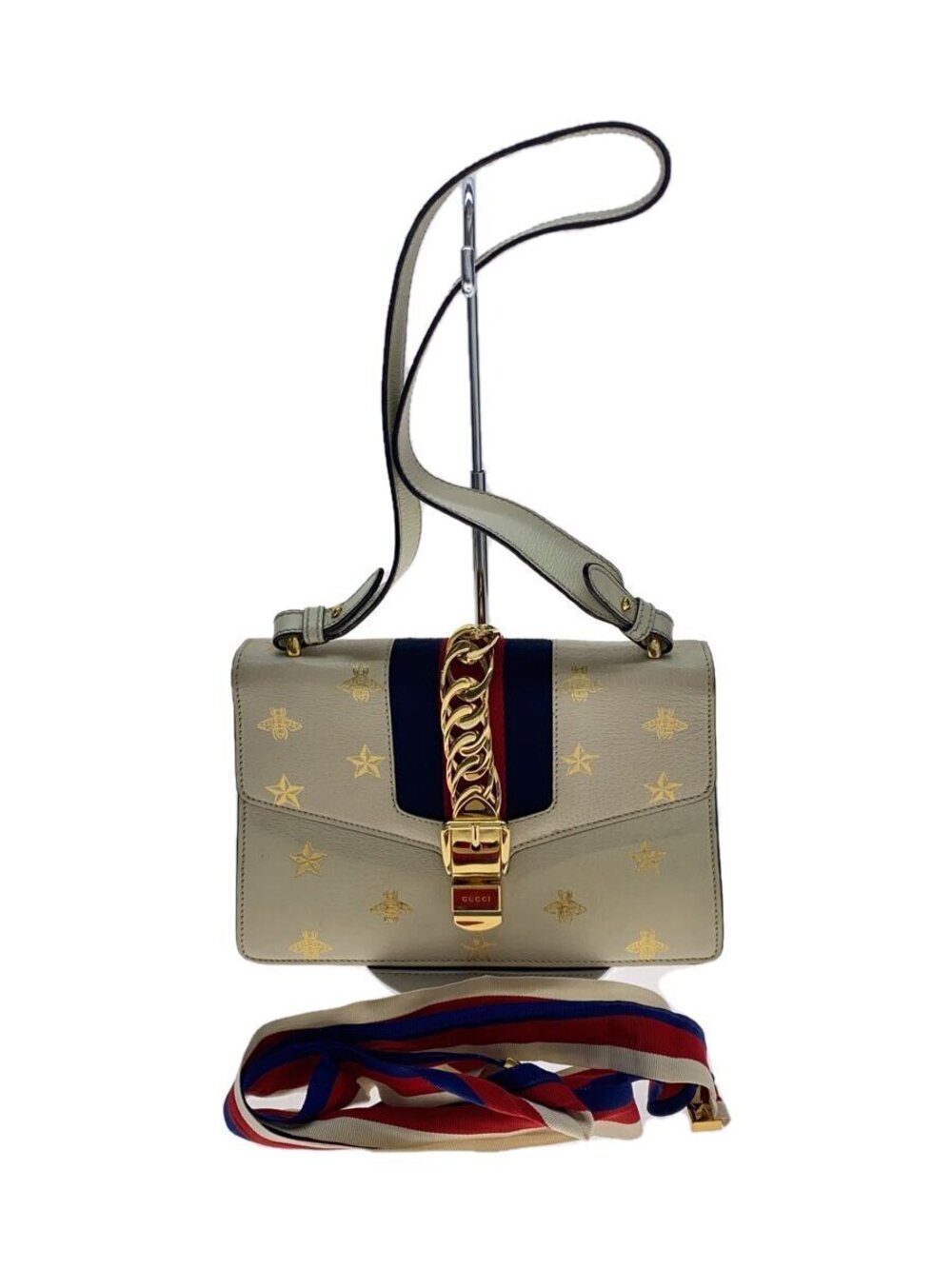 Gucci Shoulder Bag Sylvie Leather White All over